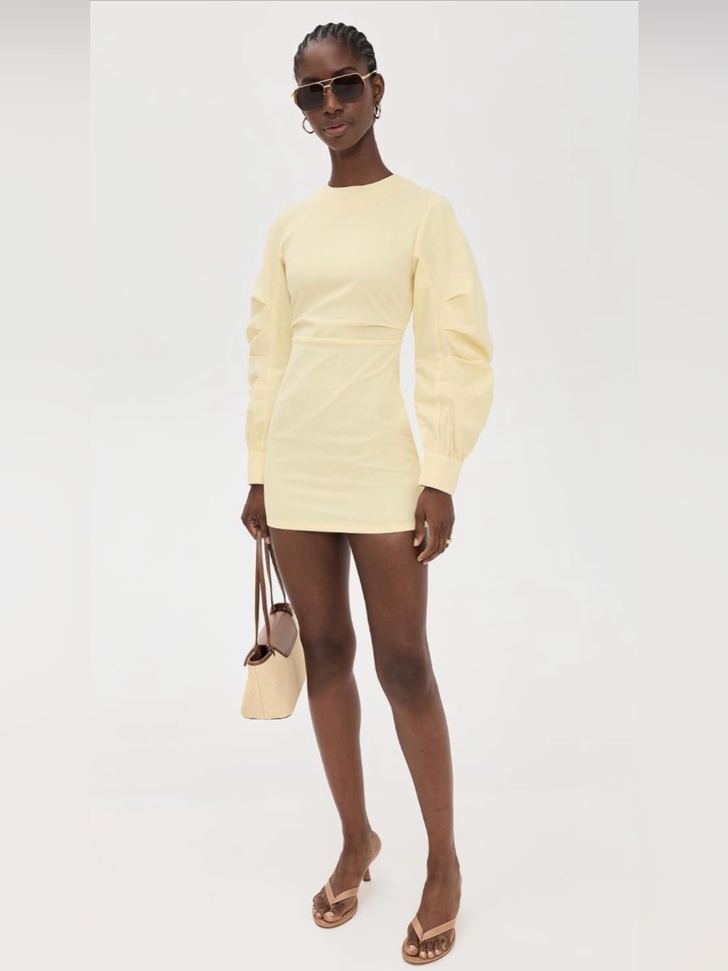 Lioness Women's Blooming Butter Yellow Long Sleeve Mini Dress | S Small